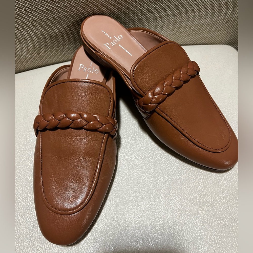 Paolo Brown Braided Leather Slip-On Loafers